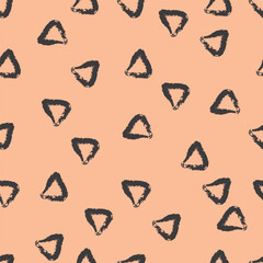 Pattern with Hand Drawn Irregular Triangles on Peach Fuzz Background