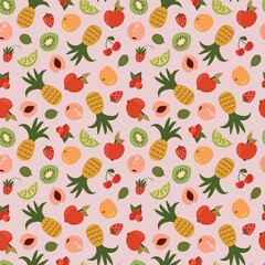 Fruit seamless pattern. Design for fabric, textiles, wallpaper, packaging, cafe.