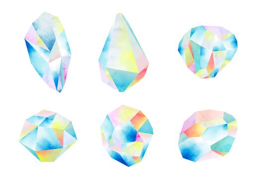 Crystals drawn in watercolor