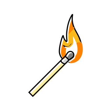 burning matchstick color icon vector. burning matchstick sign. isolated symbol illustration