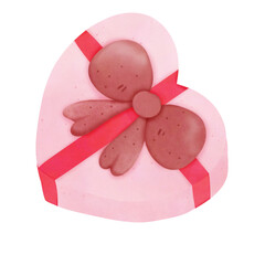Pink heart shaped gift box with cute bow for Valentine’s Day 