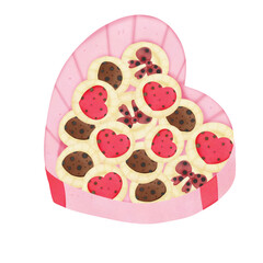 Heart shaped cookie box with cookies inside