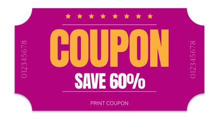 Coupon, Pink coupon - obrazy, fototapety, plakaty