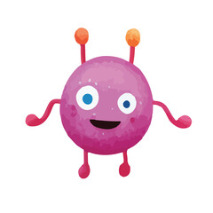 Obraz premium Cute cartoon of happy Coronavirus or bacteria. Isolated on transparent background