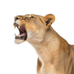 lioness looking isolated on white