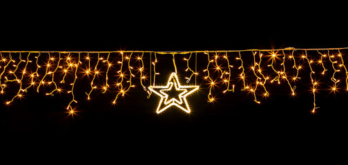 Christmas decoration in Bremgarten, Switzerland, in dark night