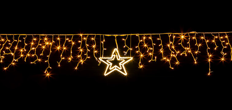 Christmas decoration in Bremgarten, Switzerland, in dark night