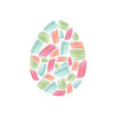 Easter Egg. Hand drawn illustration of Happy Easter. Hand drawn illustration with colored pencils. Imitation of a child's drawing. For the design of cards, textiles, banners