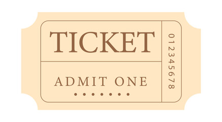Ticket template, Admit one ticket isolated, 