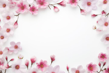 Pink flowers background or pattern, creative design template with copyspace