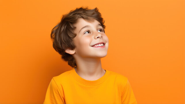 Young caucasian kid with blue eyes standing wearing elegant shirt over red background, relax profile pose with natural face with confident smile.