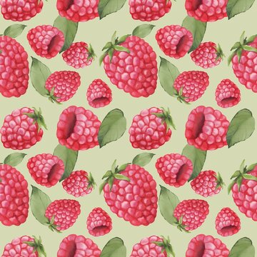 seamless pattern with raspberries