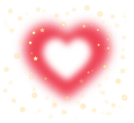 Emotion love red blurred heart with glitter star splashing