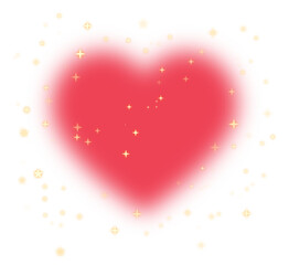 Emotion love pink blurred heart with glitter star splashing