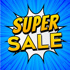 Final Sale Banner Template Vector, Blue comics banner
