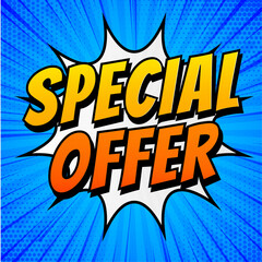 Special offer comics banner sale, Blue banner sale, Mega offer sale