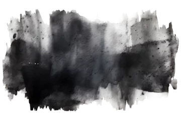 Foto op Plexiglas black watercolour paint and water grunge texture isolated on transparent background - Design element PNG cutout © sam
