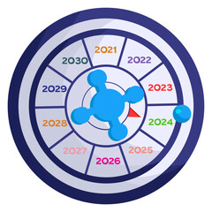 Fototapeta premium Gambling Table Arrow pointing to 2024 concept, Twenty Twenty four vector icon design, Happy New Year 2024 Symbol, HNY Wishes Sign, New Years Eve celebration Element stock illustration