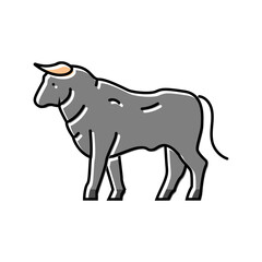 standing bul animal color icon vector. standing bul animal sign. isolated symbol illustration