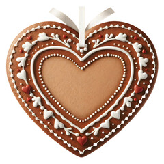 Obraz premium gingerbread heart with icing sugar and without text