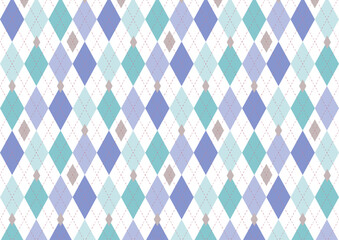 キラキラが入った多色アーガイルのシームレスパターン背景_ブルー系