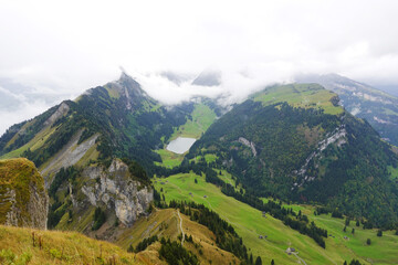 Fototapeta premium The view from Hoher Kasten mountain, the Swiss Alps 