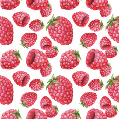 seamless pattern with raspberries
