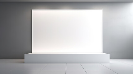 Simple and modern interior showcase mock-up, white panels, hidden lighting and shadows