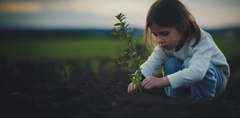 Girl planting trees, Save planet and global, Sustainable living, Ecology environment, Climate...