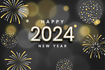Happy new year 2024 celebration background - obrazy, fototapety, plakaty