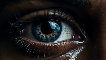 Fototapeta premium a close up of a man's eye with a green eye