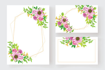 pink floral hand drawn arrangement invitation card design
