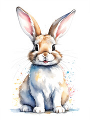 Obraz premium cute easter bunny portrait watercolor painting isolated on white background