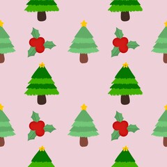 Christmas tree background with cherry