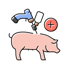pig vaccination color icon vector. pig vaccination sign. isolated symbol illustration