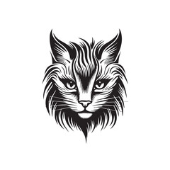 Cat in cartoon, doodle style. Isolated 2d vector illustration in logo, icon, sketch style, Eps 10, black and white. AI Generative
