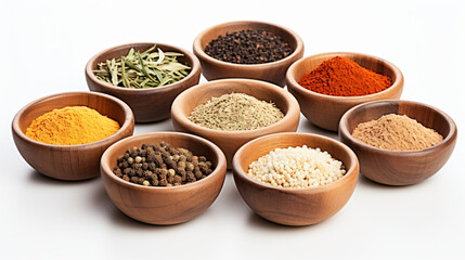 Set of spices in a bowls