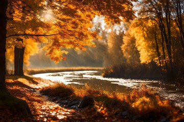 autumn view at the river in tarru, estonia