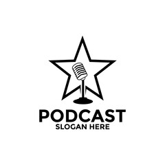 Obraz premium Podcast or Radio or Music Logo design using Microphone, Podcast logo vector template