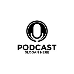 Podcast or Radio or Music Logo design using Microphone, Podcast logo vector template