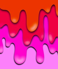 abstract of 4 layers and gradient of each layer that are yellow, red-pink (shocking pink), dark pink, and light pink (pale). it look like colors flowing drop. 