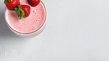 Strawberry smoothie or milkshake in glass