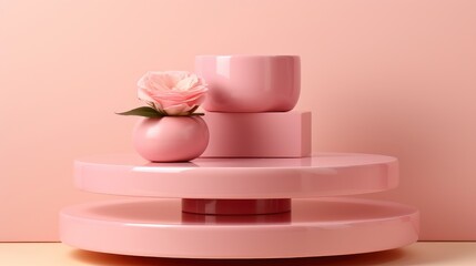 Pink Product Podium Placement On Solid, Background, High Quality Photo, Hd