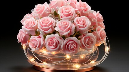 Round Frame Wreath Pattern Roses Pink, Background, High Quality Photo, Hd