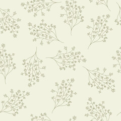 Seamless pattern of leaves and plants. Simple background for prints, textures, textile wallpapers and creative design