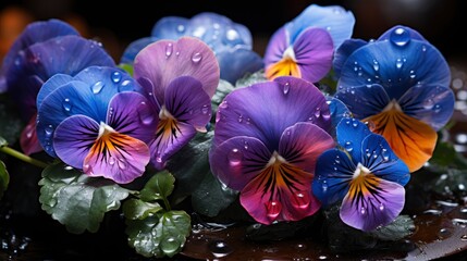 Viola Pansy Flower Banner Colorful Spring, Background, High Quality Photo, Hd