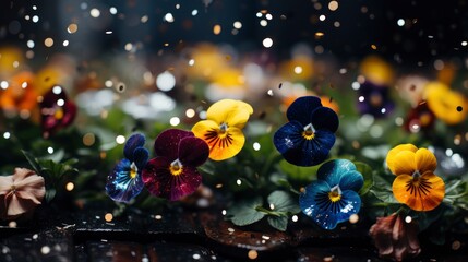 Viola Pansy Flower Banner Colorful Spring, Background, High Quality Photo, Hd