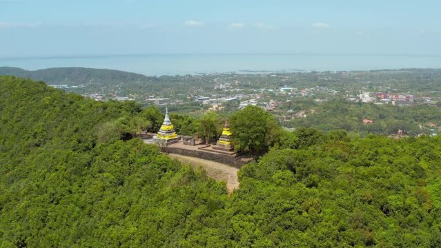The Two Stupas on Khai Muang Hill (Black and white pagoda or TWO BROTHERS PAGODA). Songkhla ancient town at Hua Khao, Singhanakhon, Songkhla, Thailand