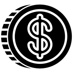 coin dollar sign. vector single icon with a solid style. suitable for any purpose for example: website design, mobile app design, logo, and anything.