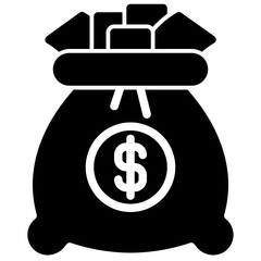 money bag dollar. vector single icon with a solid style. suitable for any purpose for example: website design, mobile app design, logo, and anything.